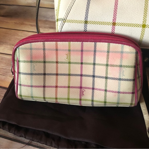 Coach Peyton Tattersall Tote Purse Handbag Ivory Plaid - Picture 9 of 15